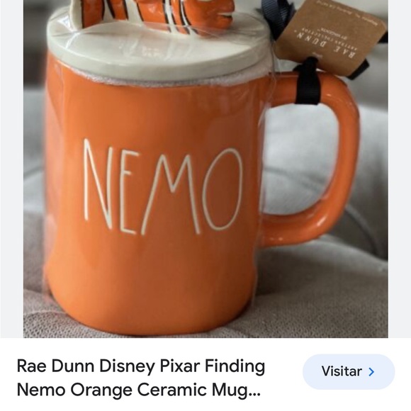 Rae Dunn Pixar Disney Finding Nemo "NEMO" Coffee Mug With Nemo On Lid New - Picture 6 of 8